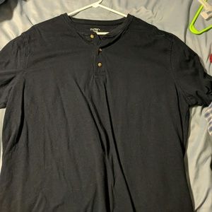 Men's collarless navy blue shirt